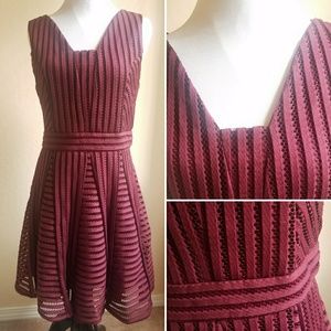 Modcloth burgundy fit and flare dress, Large